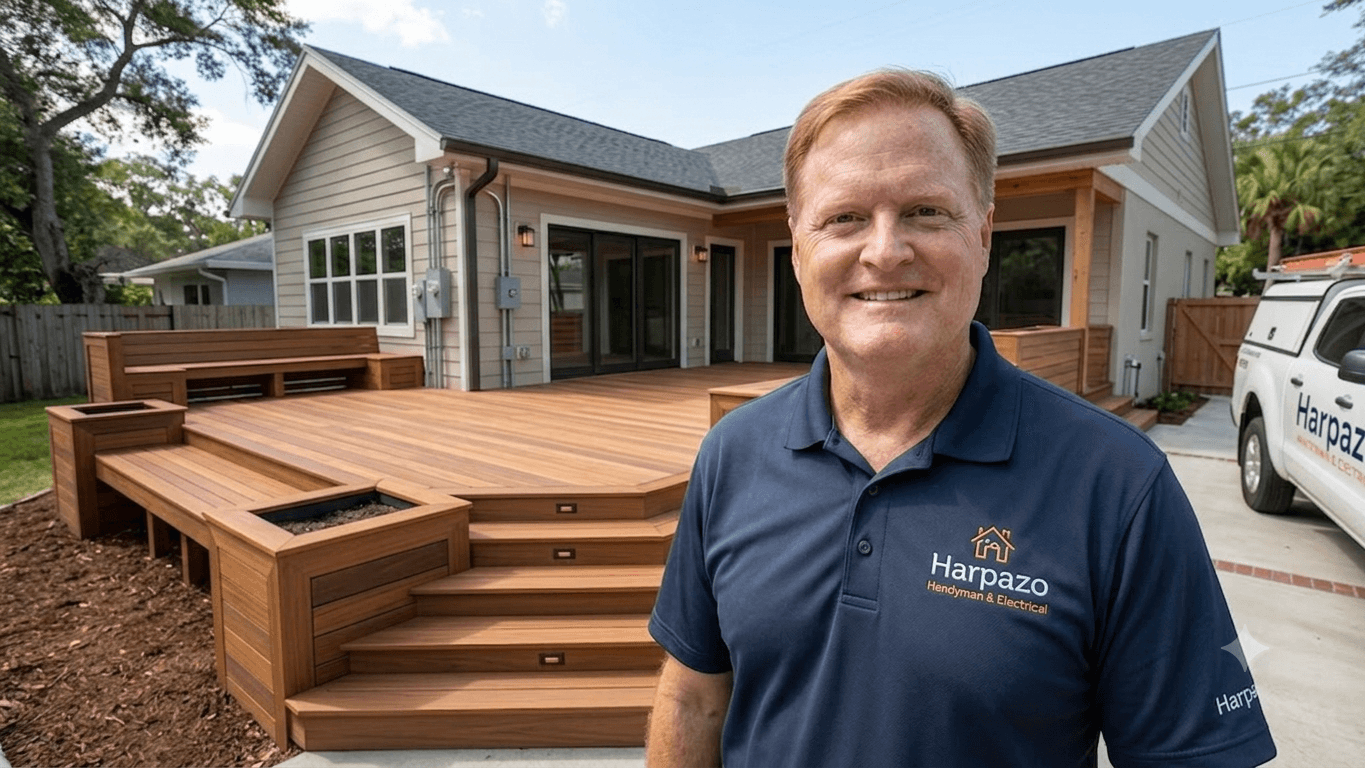 Harpazo Handyman & licensed electrical � decks to full additions, wiring done right. Permits pulled.
